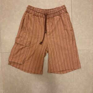 Zara Men's Brown Striped Cargo Shorts